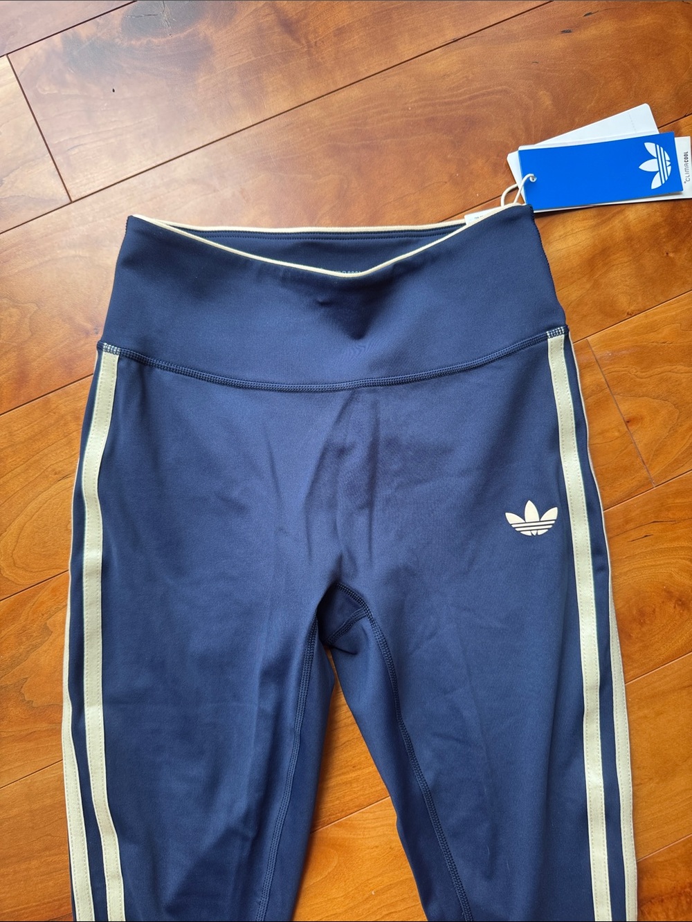 Adidas Sport Originals Navy Blue 3-Stripe Leggings & Crop Top Set sz XS - Picture 5 of 7